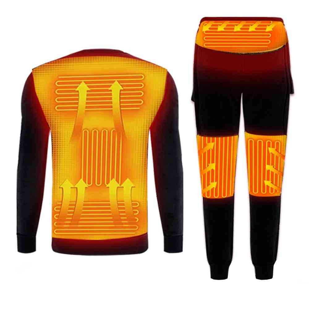 With/withour Powerbank, Usb Electric - Fleece Lined Thermal Optional T-shirts-pants Or Full Set