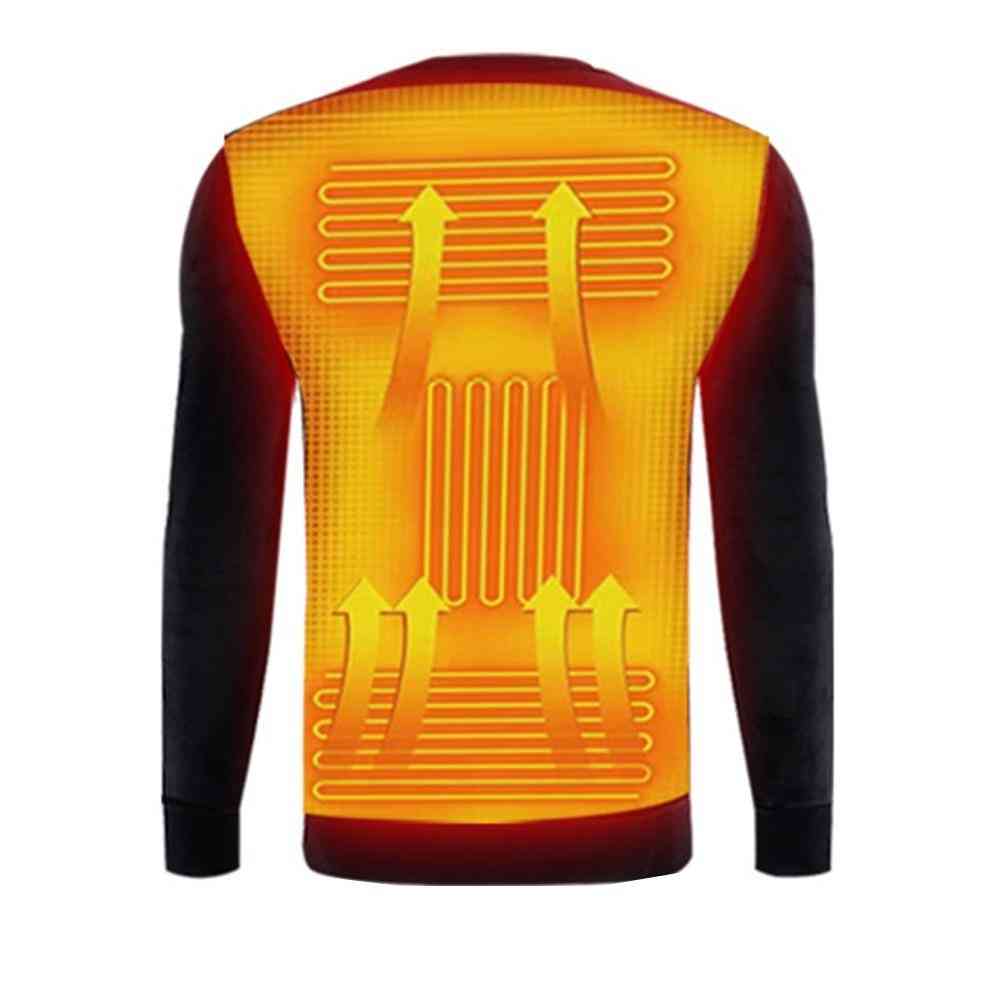 Met / zonder powerbank, usb elektrisch - met fleece gevoerde thermische optionele t-shirt-broek of volledige set