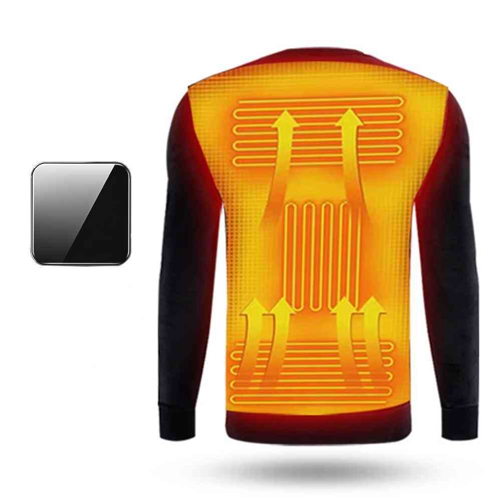 Med / med vores powerbank, usb elektrisk - fleece foret termisk valgfri t-shirt-bukser eller komplet sæt