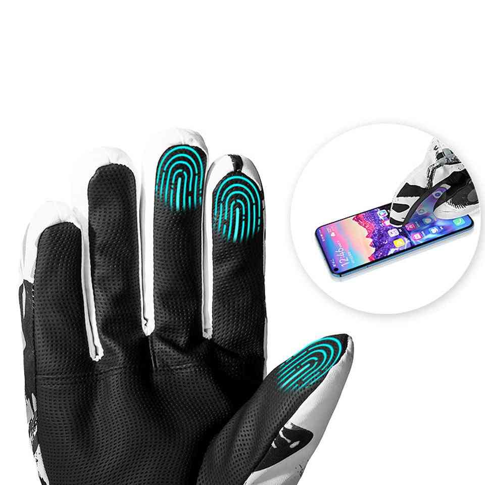 Winter Snowboard Ski Gloves - Leather Non-slip Motorcycle Cycling Fleece Warm Gloves