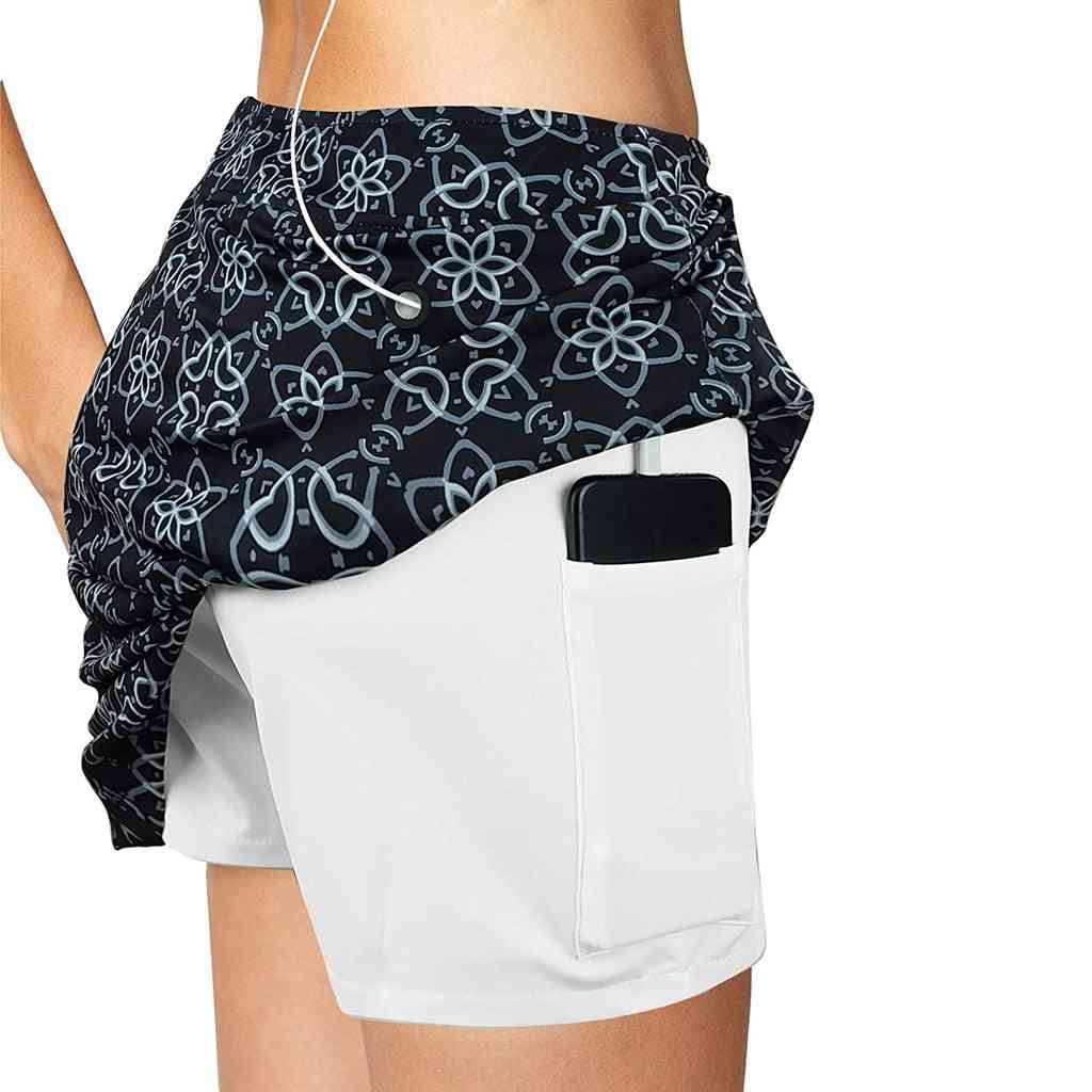 Breathable Printed Skirts With Shorts And Inside Pockets