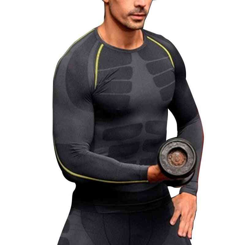 Män komprimering underlag tätt topp skjorta, under huden långärmad sportutrustning