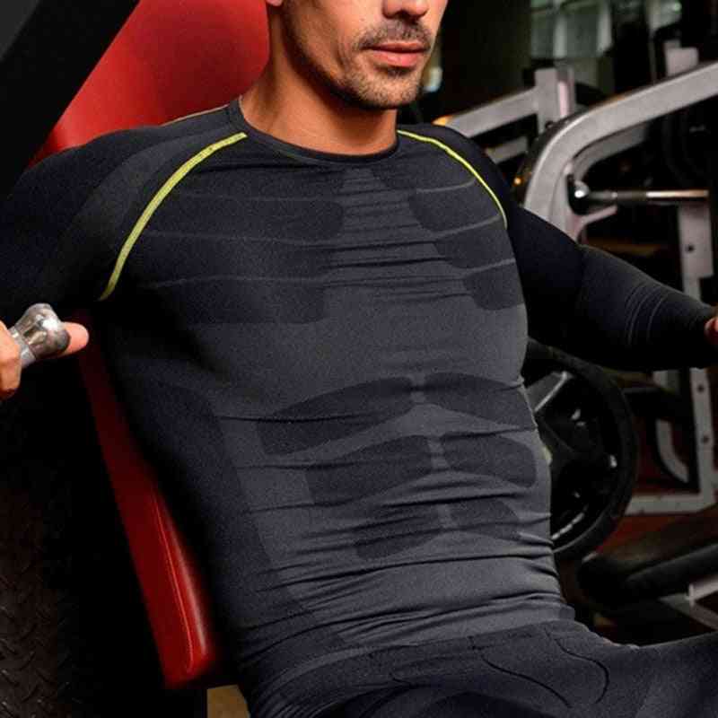 Chemise supérieure serrée de couche de base de compression d'hommes, équipement de sport à manches longues sous la peau