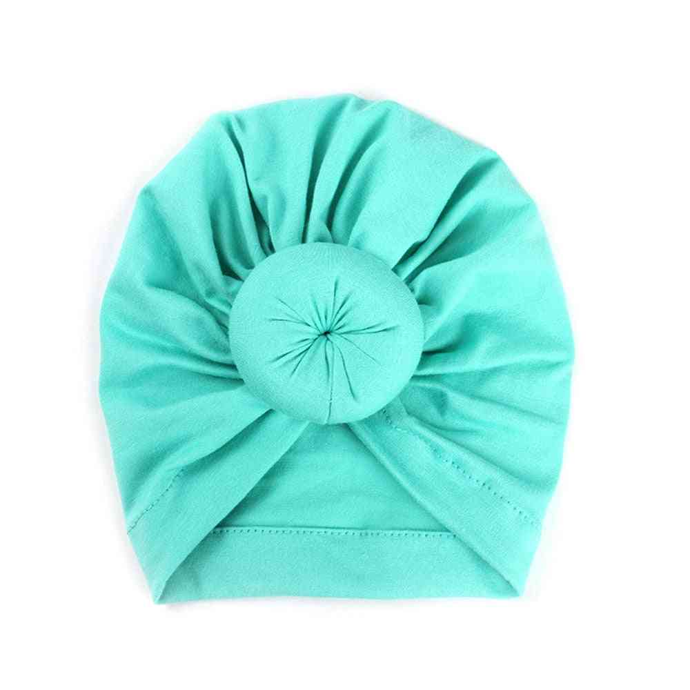 Bonnet de couleur unie noué en coton pour enfants nouveau-nés