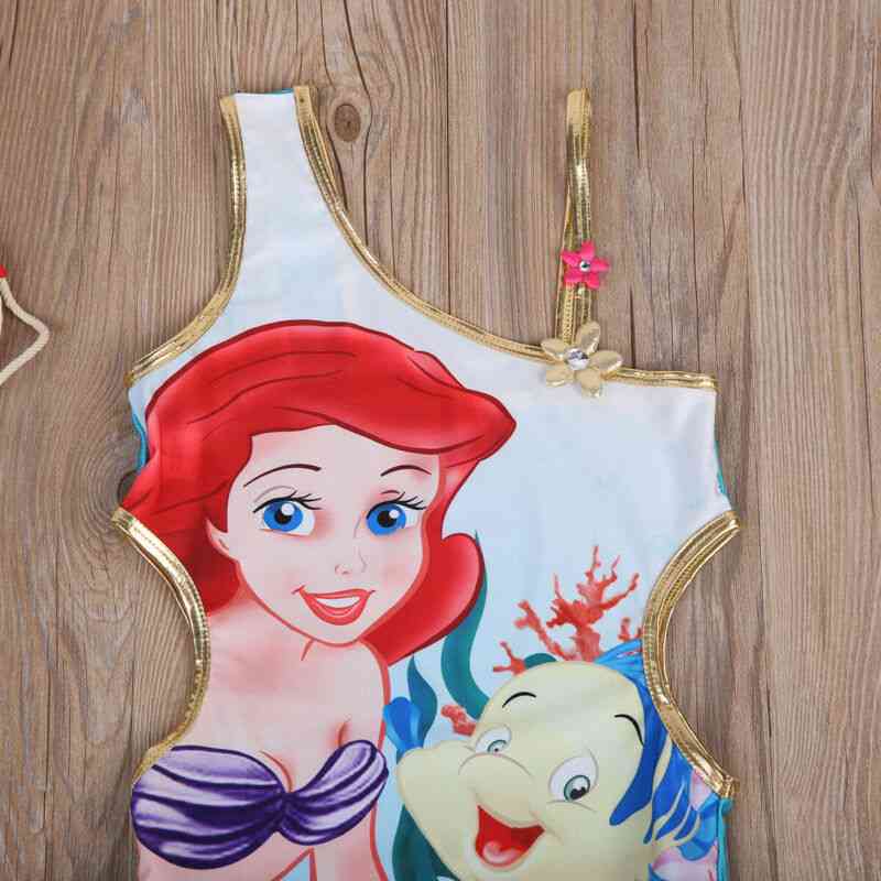 Mermaid Print-one-shoulder Swimsuits For Little