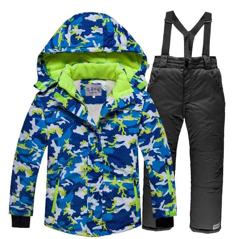 Detská vetruvzdorná teplá lyžiarska súprava vrátane bundy a nohavíc