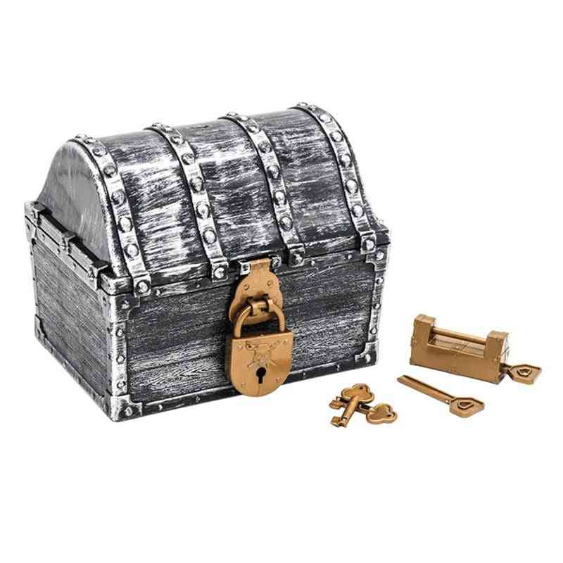 Pirate Treasure Chest Box With 2 Locks - Party Favors Kids Toy