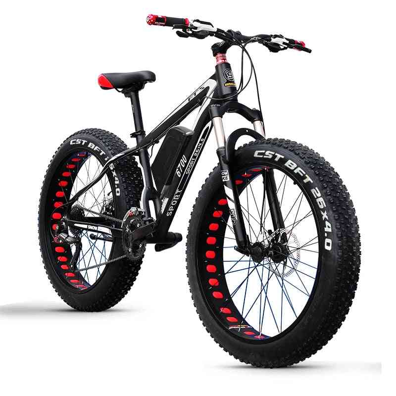 Elektrický horský bicykel s tukovou pneumatikou a dvojkotúčovou brzdou