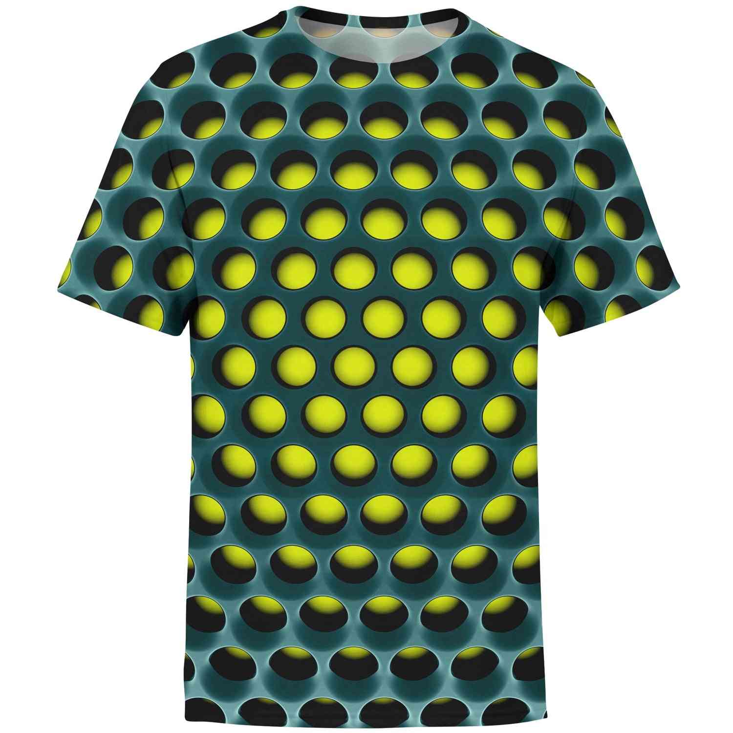 Summer Print 3d T-shirt, Men Short Sleeved Cube Tees Tops