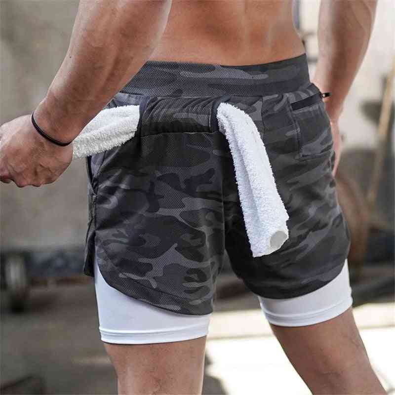 2 In 1 Double-deck Quick Dry Gym Sport Shorts