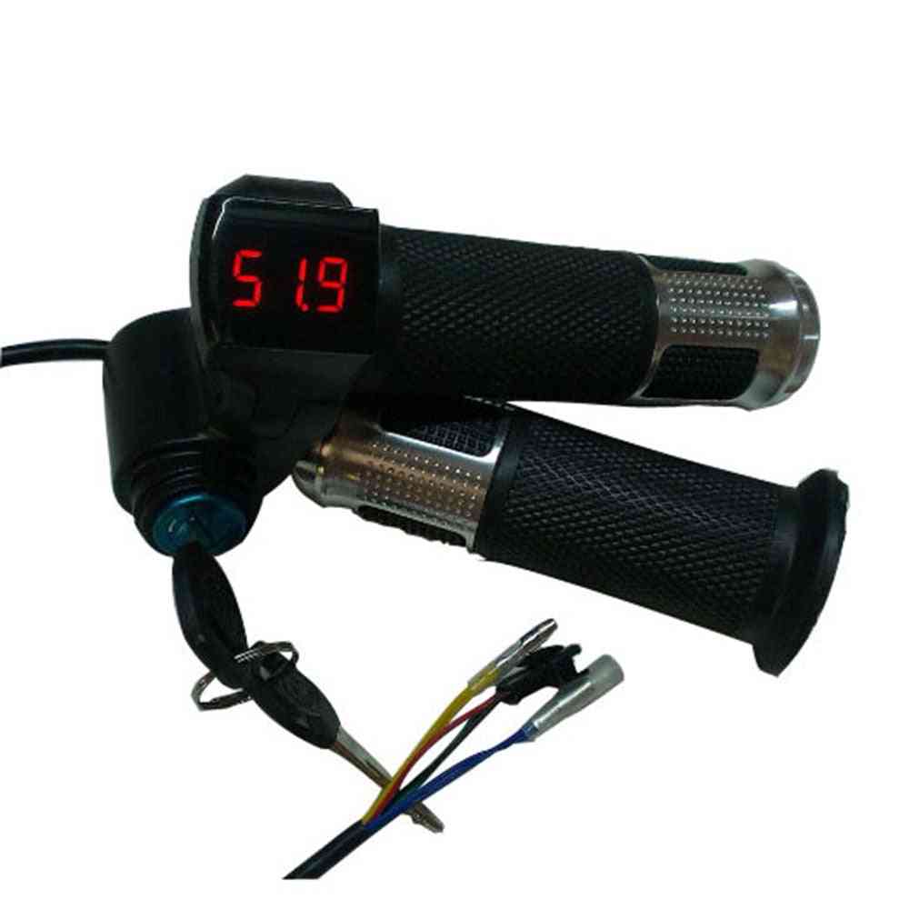 Acelerador de bicicleta eléctrica con indicador de voltaje digital y bloqueo