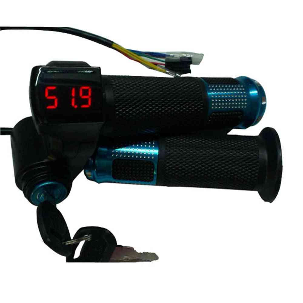 Acelerador de bicicleta eléctrica con indicador de voltaje digital y bloqueo