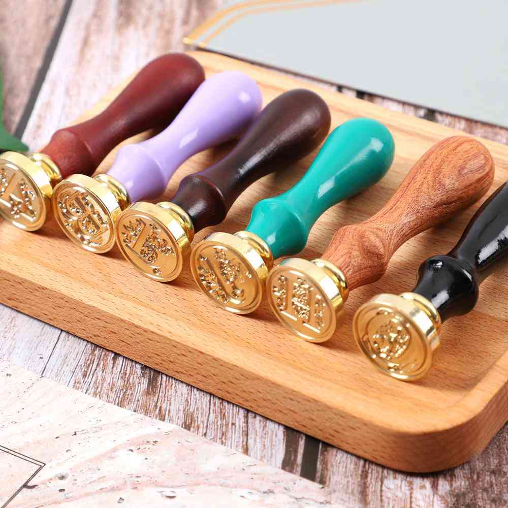 Creative Letter Fire Paint Seal Handle And Copper Head Stamps, Sealing Wax Card Making Diy Journaling Stationery