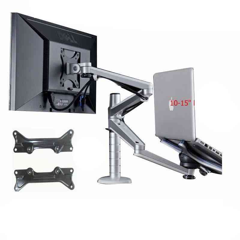 Oa-7x Multimedia Desktop Dual Arm 27inch Lcd Monior Holder+ Laptop Holder Stand Table Full Motion Dual Monitor Mount Arm Stand