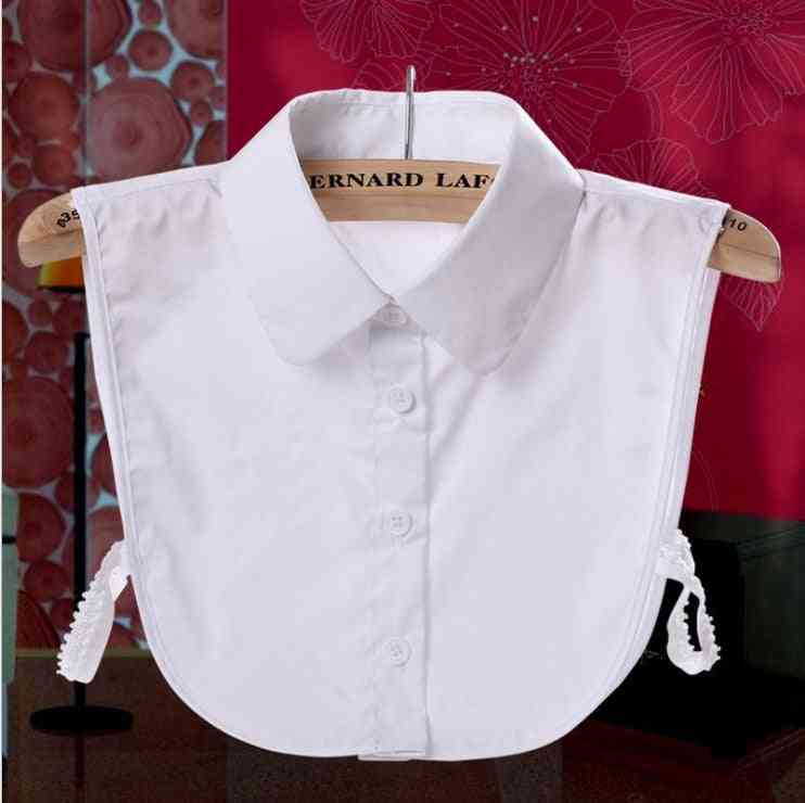Women Cotton Detachable Lapel Lattice Shirt, Fake Collar Blouse Neckwear Clothing