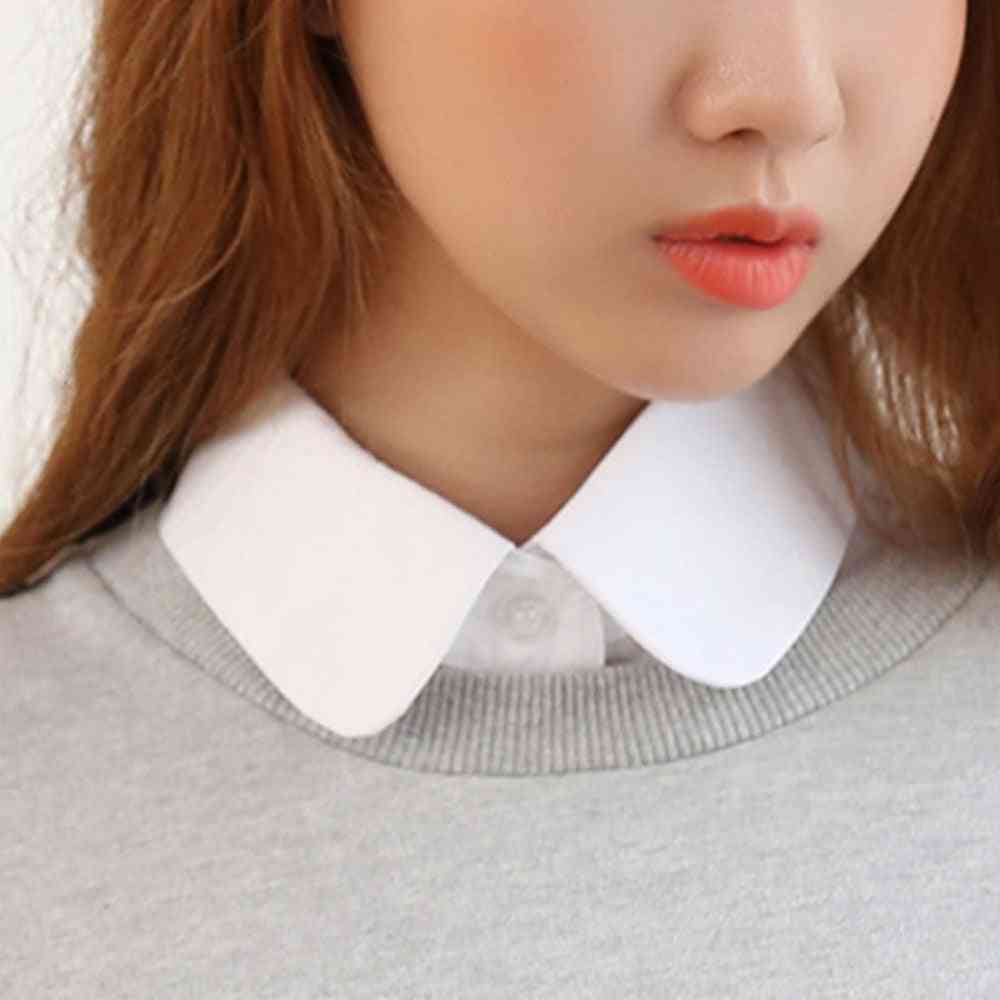 Women Cotton Detachable Lapel Lattice Shirt, Fake Collar Blouse Neckwear Clothing