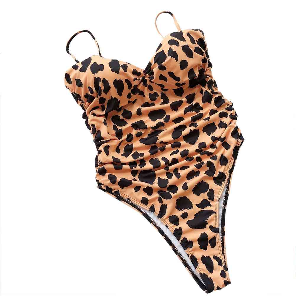 Women Leopard Print Swimsuit Padded Push-up Bikini Set