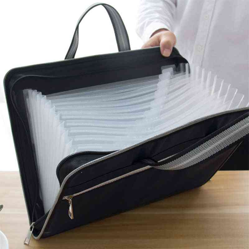 Office Canvas & Leather Folder Expanding Wallet Document Organizer File Large Capacity Business