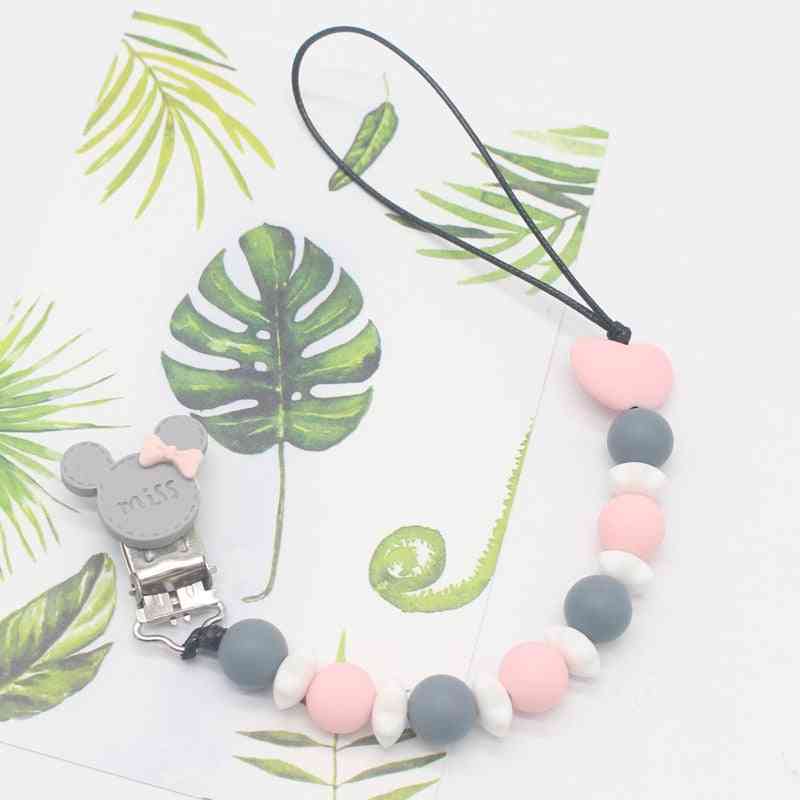 Silicone Round Beads And Star Pacifier Clip Chain Strap