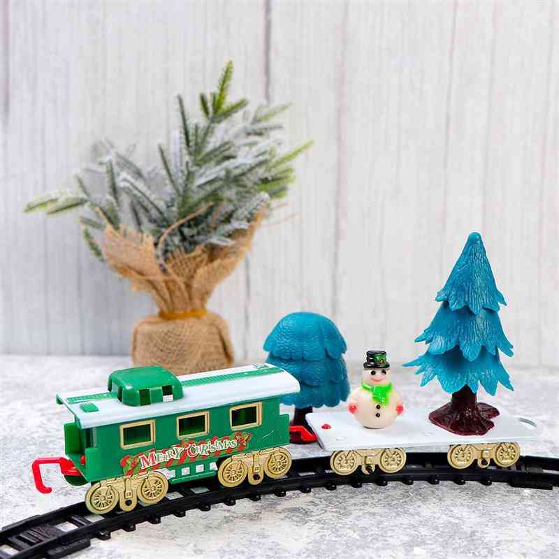 Tren de juego rc con luz principal, pista larga, silbato, juguete musical para niños, regalo de navidad