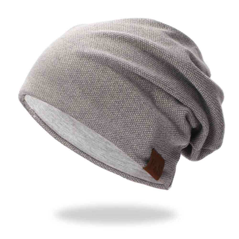 Mössa mössa casual, lätt termisk elastisk stickad bomull, varm hatt, höst, vinter, sport huvudbonader