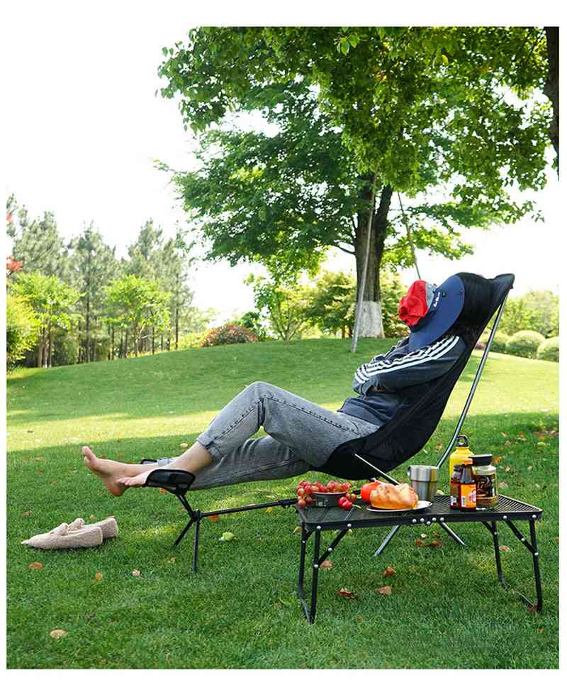Outdoor Folding Footrest Portable Recliner Retractable Extension Leg Stool Chair