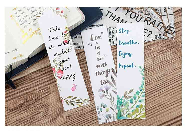 30pcs/box Beautiful Flowers/green Plants/best Wishes Pattern Bookmarks