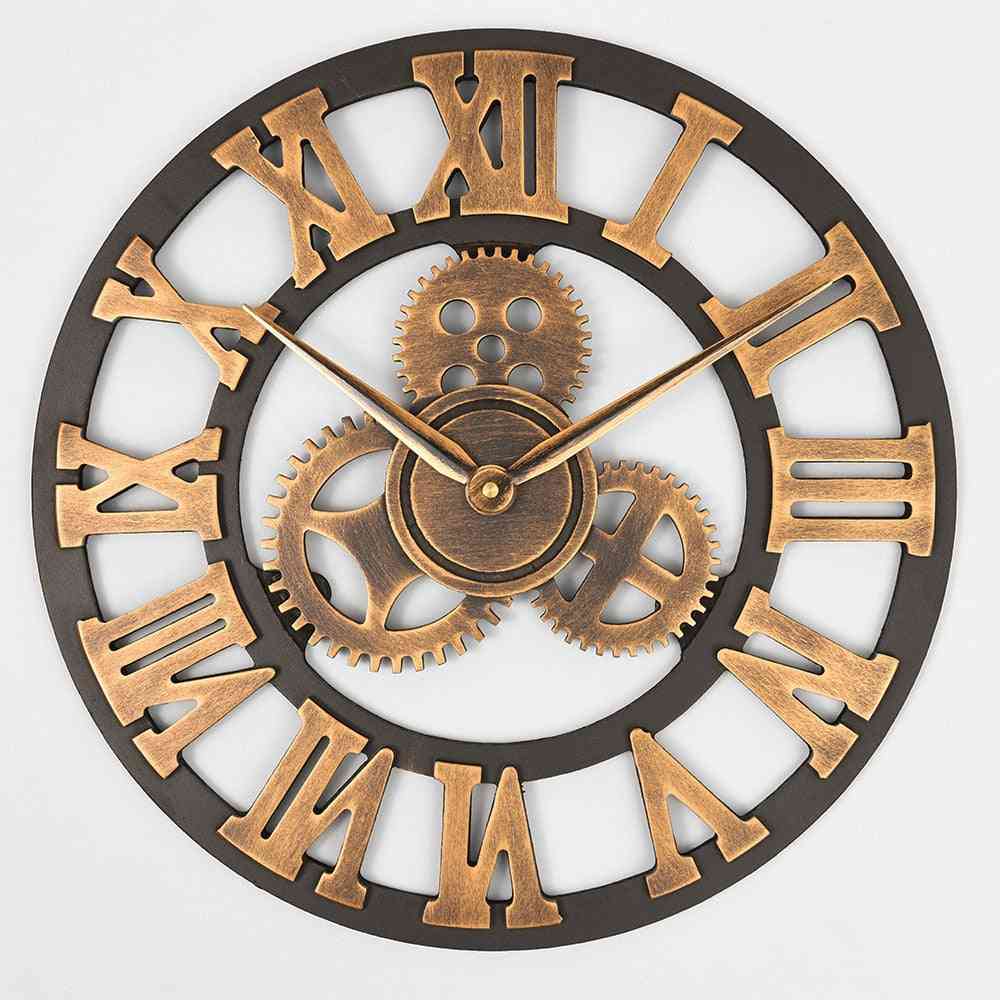 Ręcznie robiony, ponadgabarytowy i rustykalny zegar ścienny w stylu retro 3d