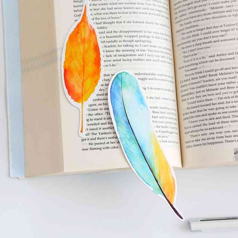 Colorful Feather Shaped, Paper Bookmarks