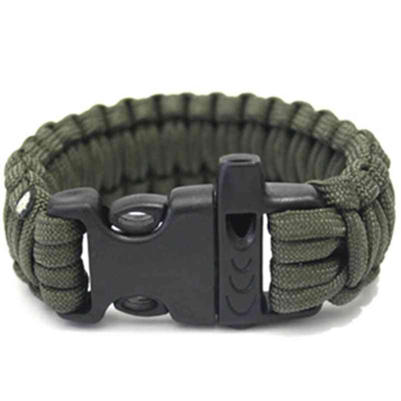 1pc Tactical Survival Paracord Bracelet With Whistle Buckle