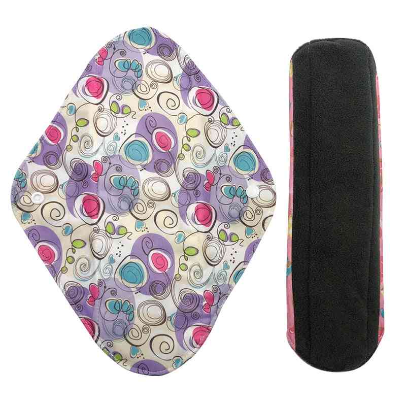 Sanitary Pads, Reusable & Washable Charcoal Cloth, Menstrual Pad With Wet Bag