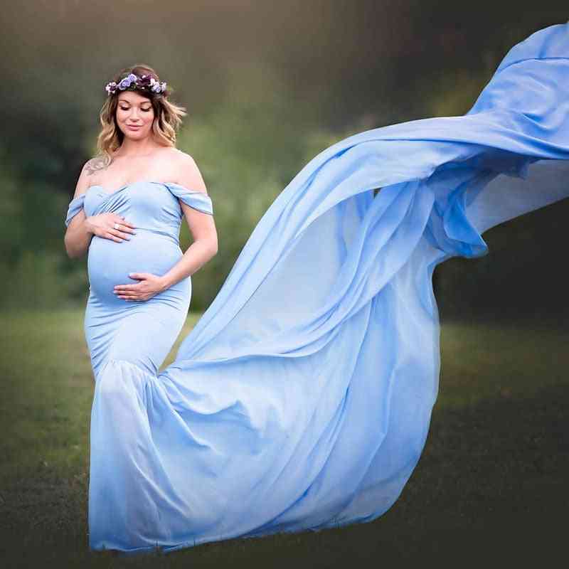 Long Tail Maternity Photography Props Maxi Dresses For Pregnant Women Clothes