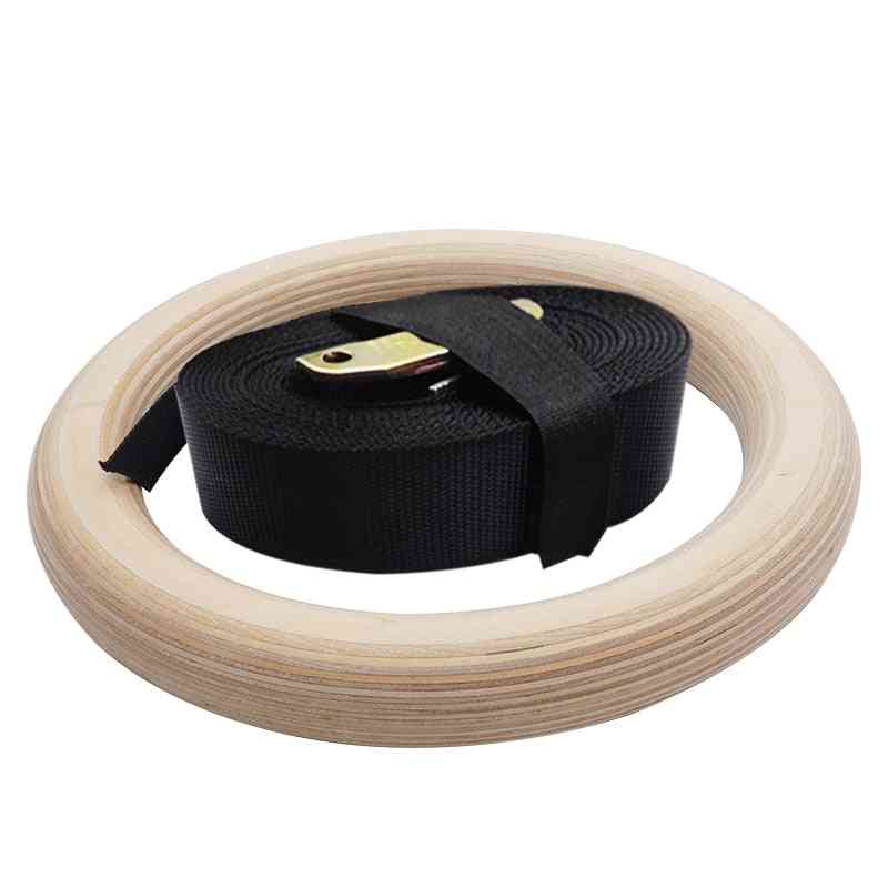 Professzionális fa torna gyűrűk állítható hosszú csatokkal hevederek edzés