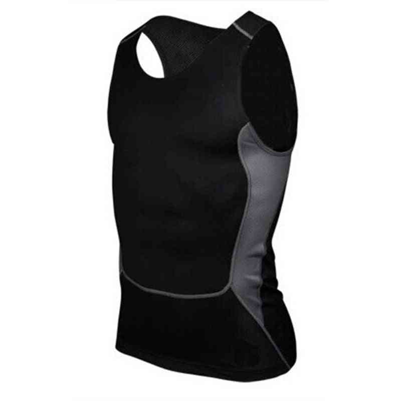 Men Fitness Gym Base Layer Tops, Compression Sleeveless Tight Shirts