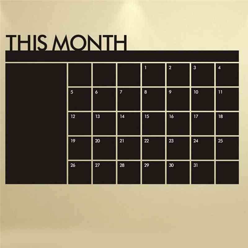 Monthly Calendar Wall Sticker Blackboard