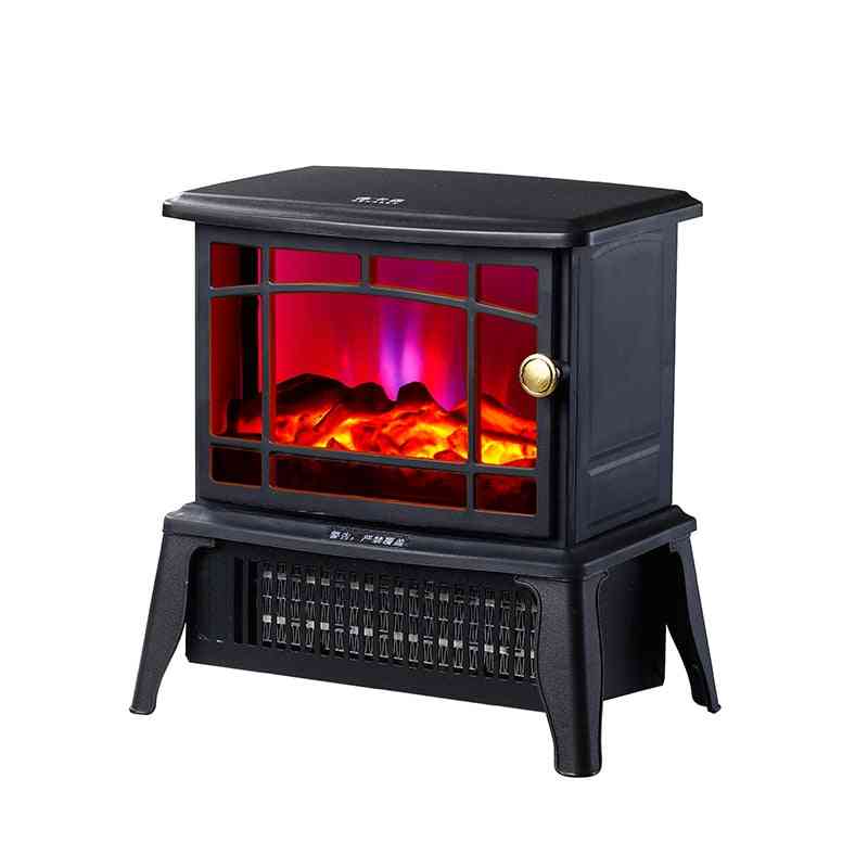 Electric Fireplace Standing Wood Stove Heater With Openable Door - Realistic Flame And Logs