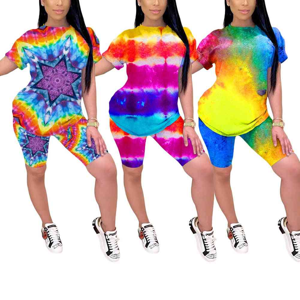 Mode Frauen binden Farbstoff Crop Top & kurze Anzüge