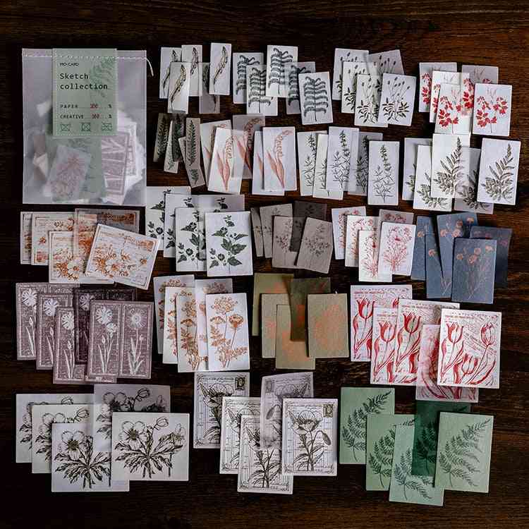 колекция от скици ботаника материал хартия направи си сам ръчно изработен сух крафт дневник запис