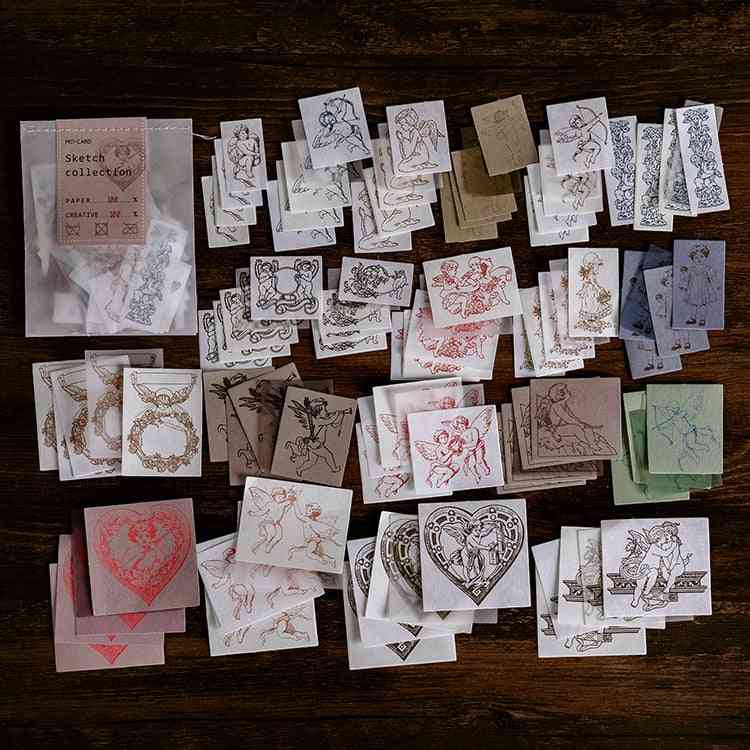 колекция от скици ботаника материал хартия направи си сам ръчно изработен сух крафт дневник запис