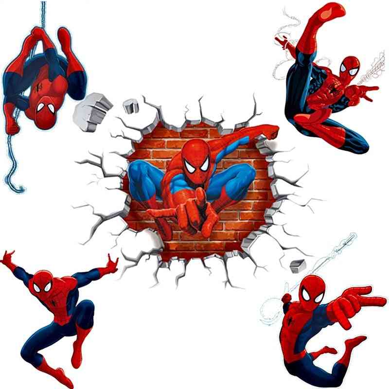 Hero Spiderman Wall Stickers Rooms, Nursery Home Decor, Cartoon Decorative, Decals Pvc Poster, Diy Mural Art