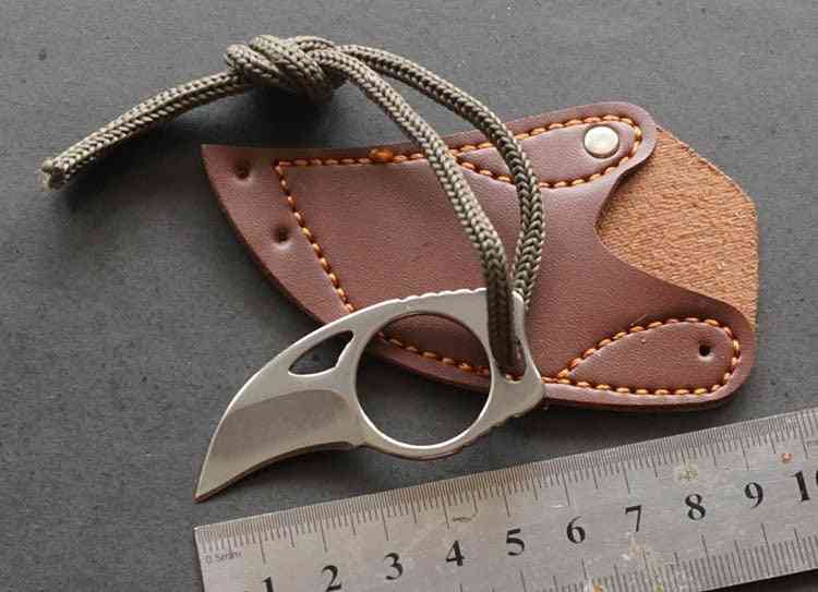 Mini Portable Claw  Leather Sheath Cutter / Knife Tool - Outdoor Camp Gadget
