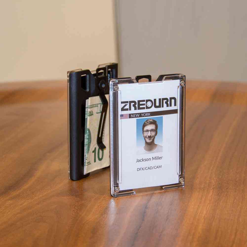 Portefeuille porte-badge, carte d'identité durable avec clip métallique de lanière