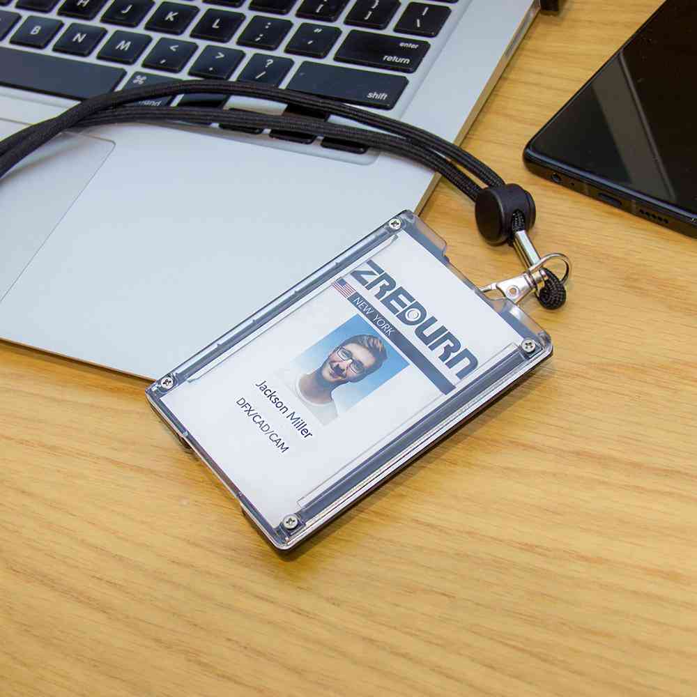 Cartera porta credencial, tarjeta de identificación duradera con clip de metal para cordón