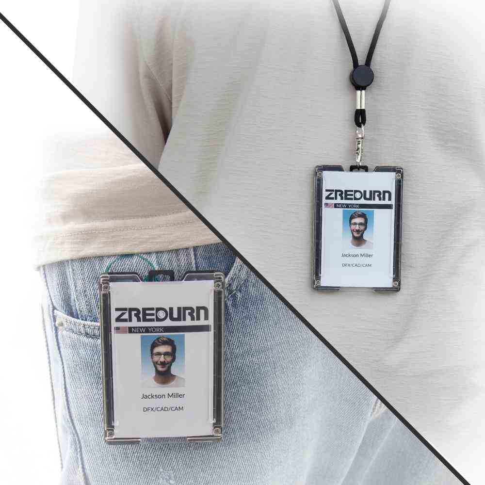 Badge Holder Wallet, Durable Id Card With Lanyard Metal Clip