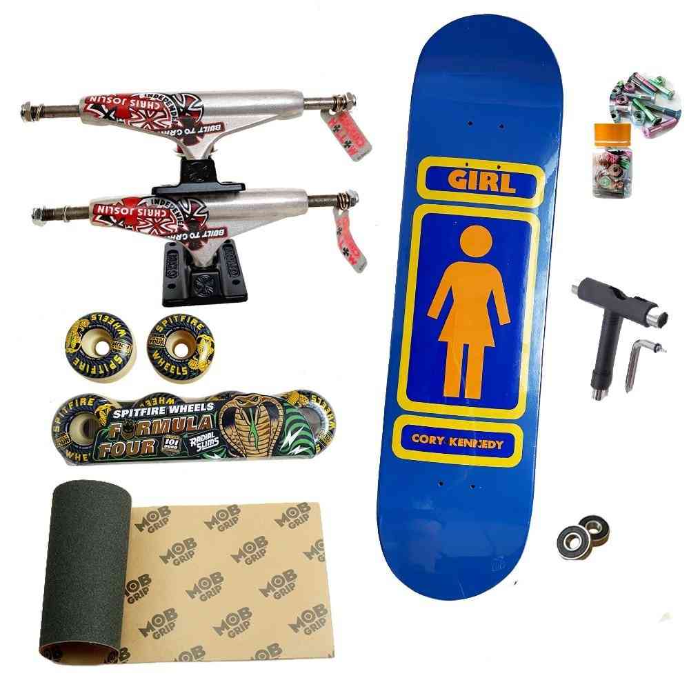 Professional Skteboard Set Including Deck/truck/wheelgrip/t Tool/bearing/screw And Nut.