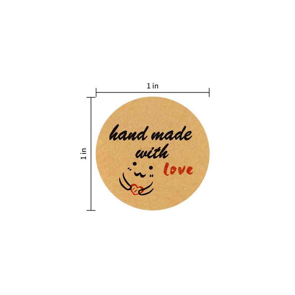 Etichetă de autocolant rotund din hârtie kraft de dragoste făcută manual