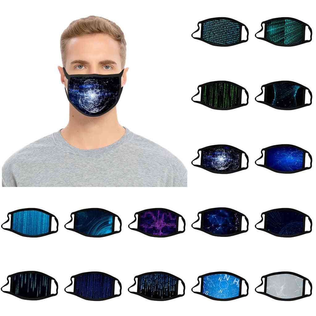 Adult Man Washable Mask Printed Face Cloth Mouth Reusable And Breathable Caps Cover