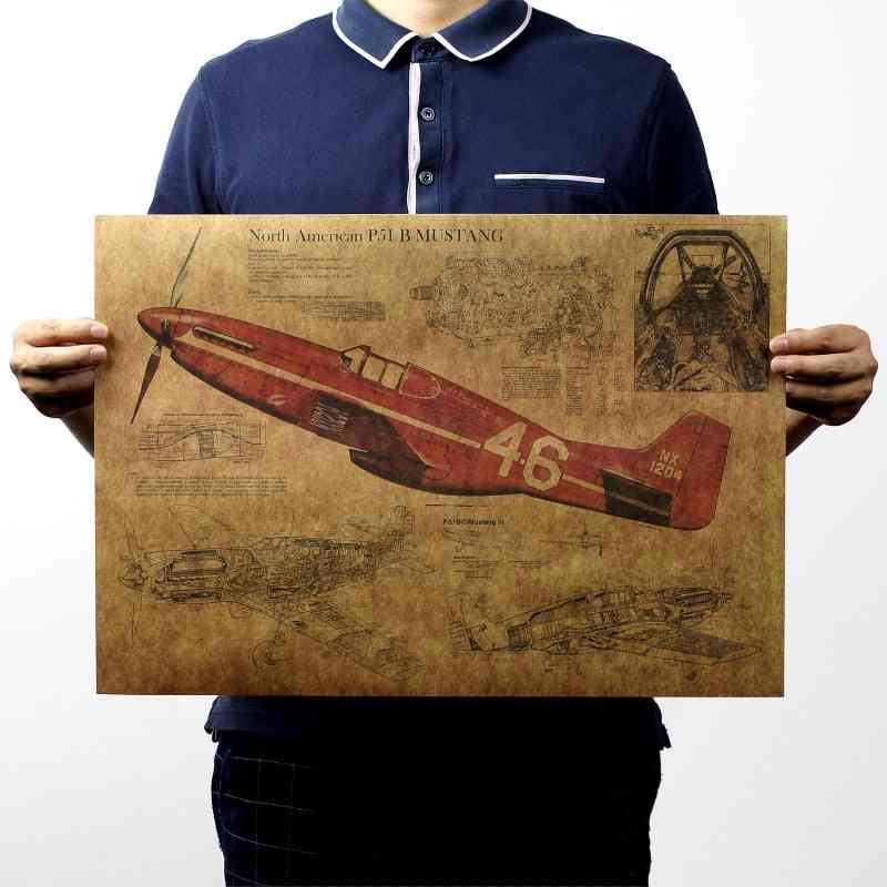 P15 Fighter Aircraft Structural Vintage Kraft Paper Poster