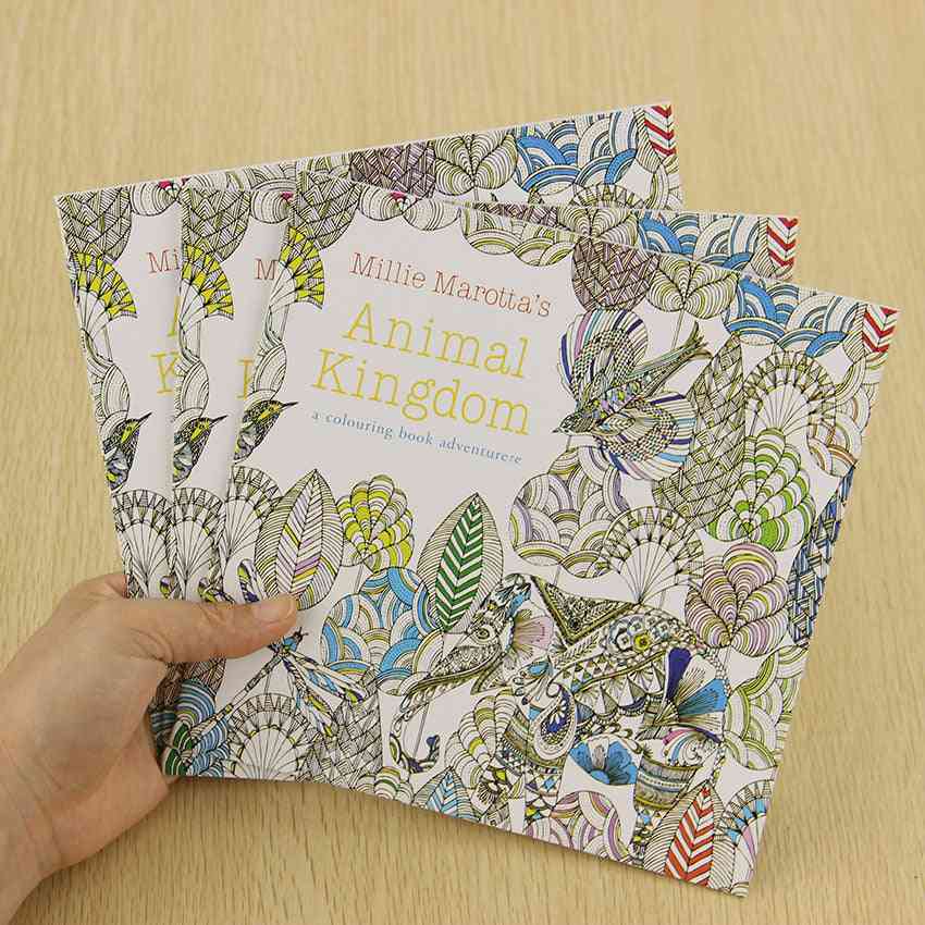 Håndmalt 24 sider engelsk utgave animal kingdom office male book