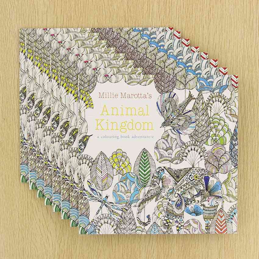 Hand Painted 24 Pages English Edition Animal Kingdom Office Painting Book